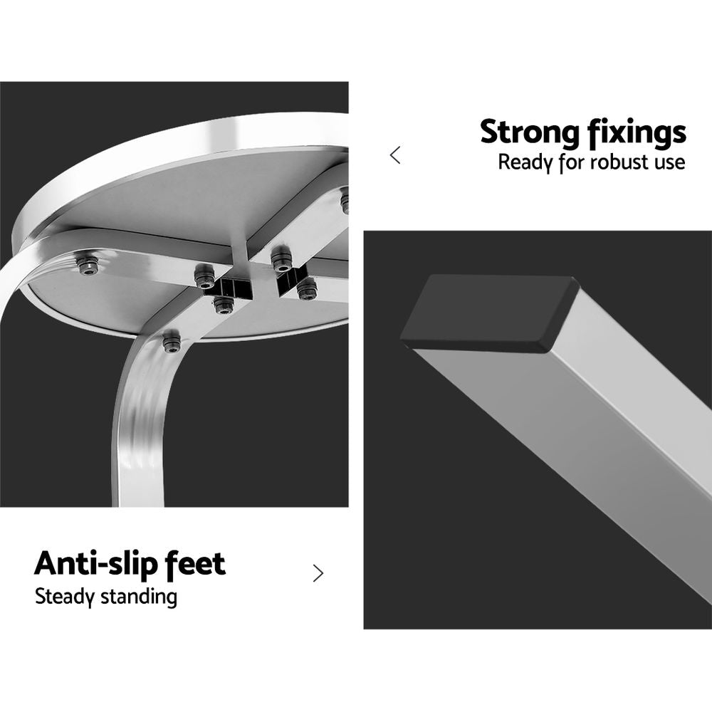 Xander 2-Seater Bar Table Stools Adjustable Aluminium Cafe Square 3-Piece Outdoor Bistro Set - Silver