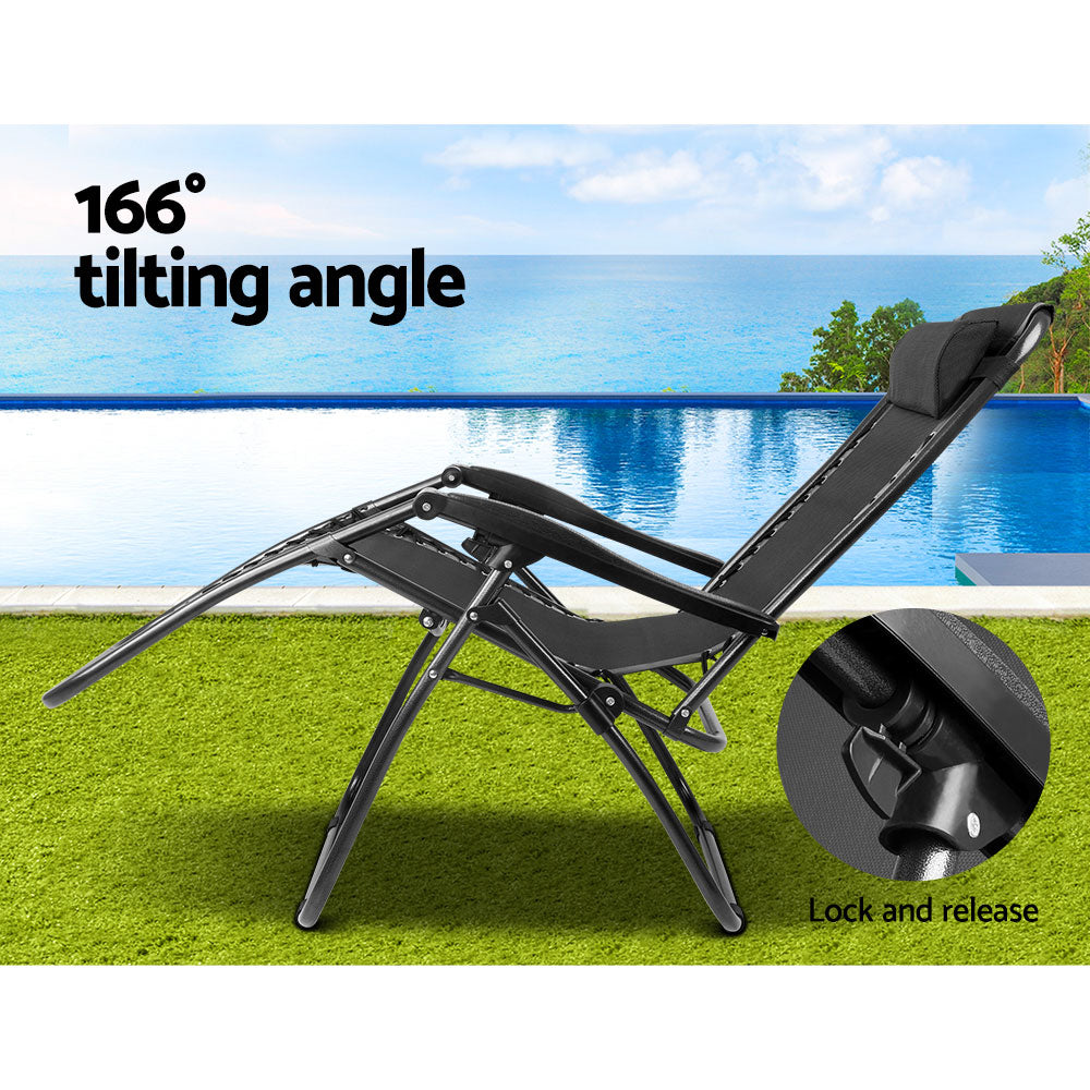 Loughton Zero Gravity Folding Recliner Outdoor Chair - Black