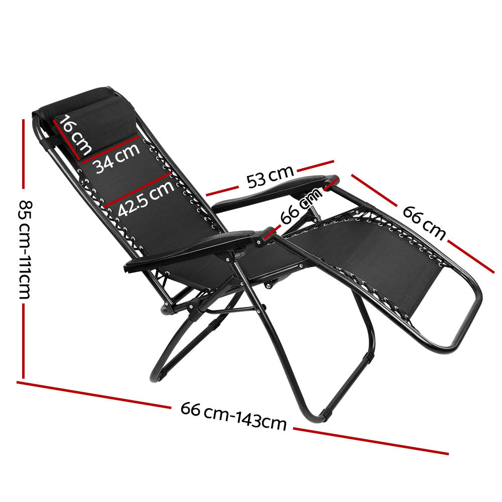 Loughton Set of 2 Zero Gravity Folding Recliner Outdoor Chair - Black