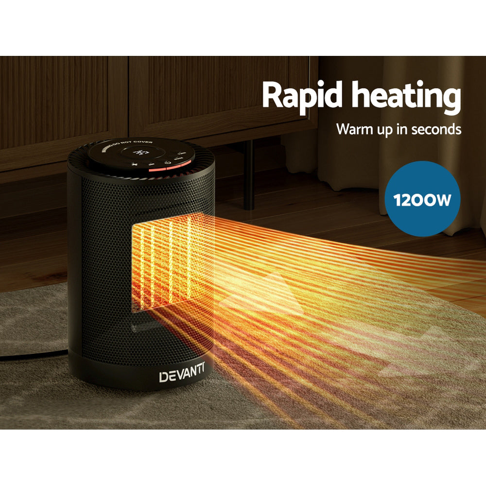 Electric Fan Heater 1200W - Black