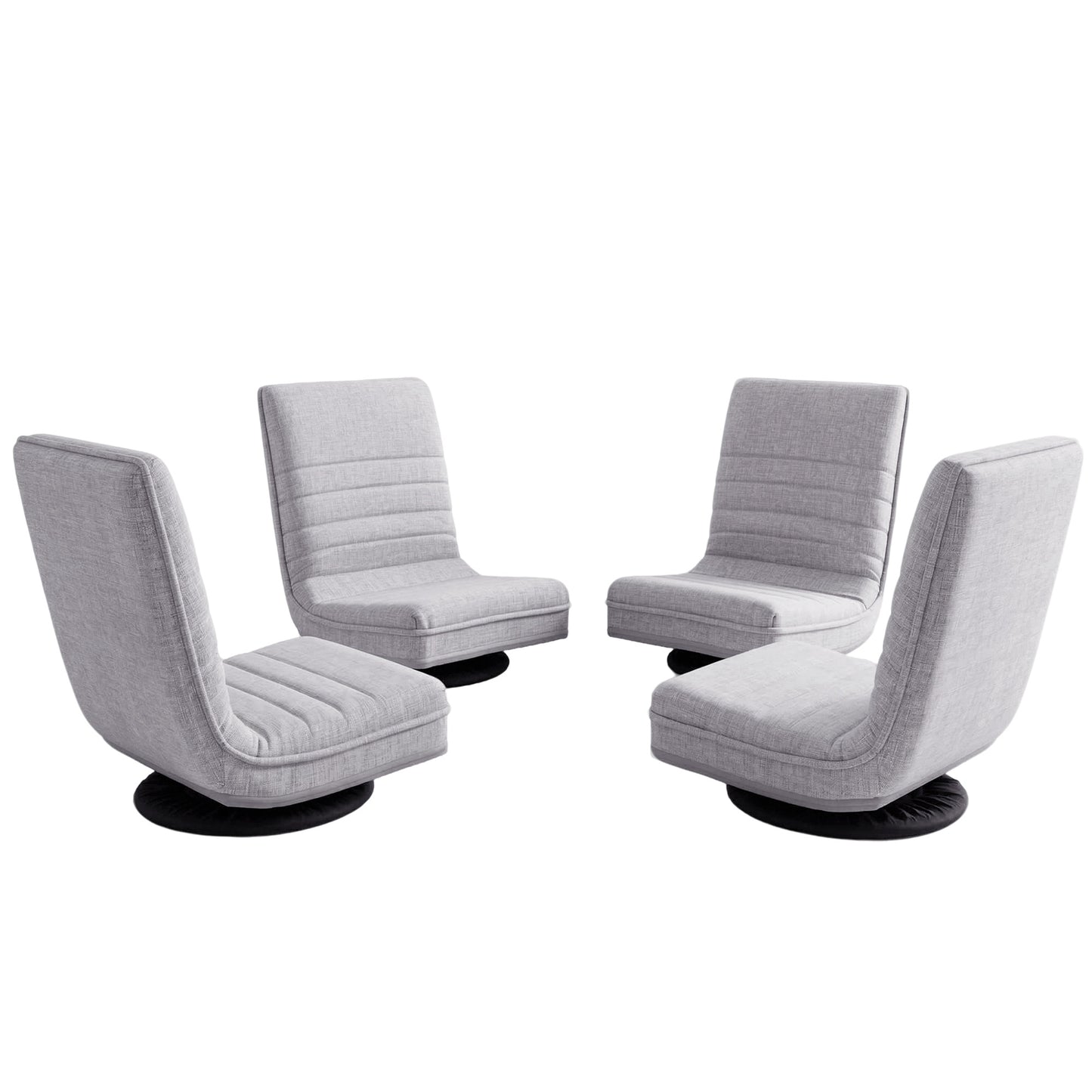 Set of 4 Marvs Swivel Floor Chair 360 Adjustable Foldable Lounge Seat Floor Sofa Chair - Grey