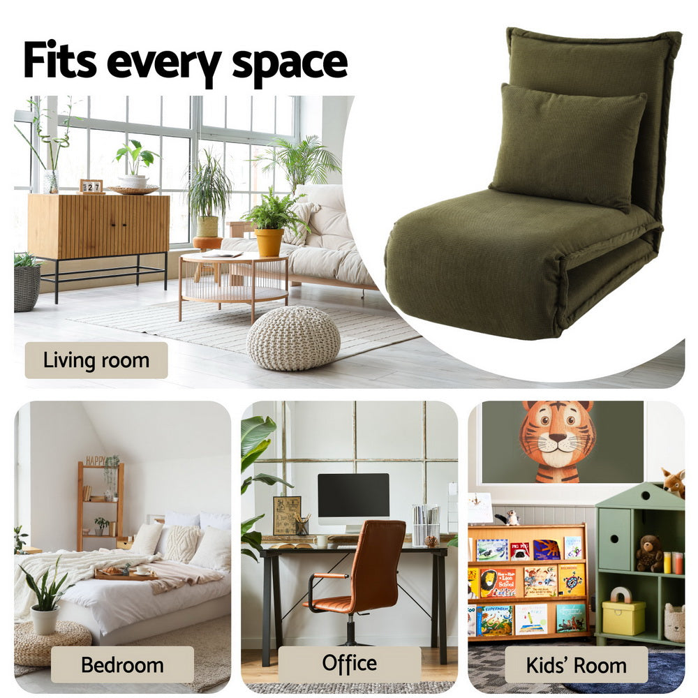 Meira Floor Lounge Sofa Bed Foldable - Green