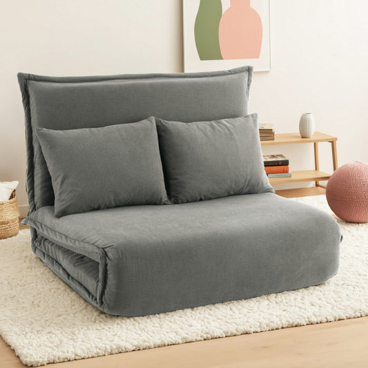 Meira 2-Seater Floor Lounge Sofa Bed Foldable - Grey