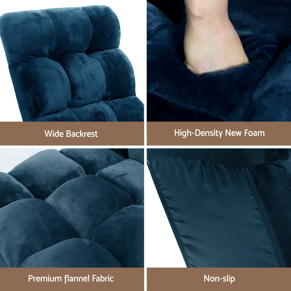 Marget Floor Lounge Sofa Bed Flannel Fabric - Navy