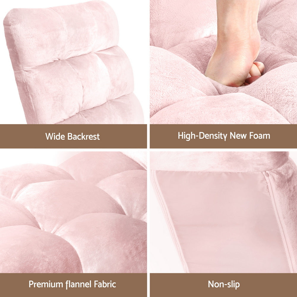 Marget Floor Lounge Sofa Bed Flannel Fabric - Pink