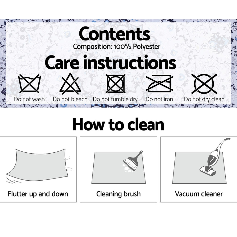 Shahnaz 200x290 Floor Rugs Rug Area Large Modern Carpet Soft Living Room - Blue