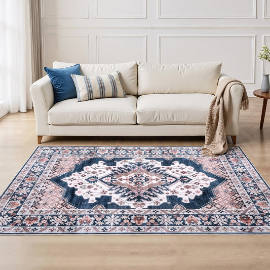 Hynek 160x230cm Floor Rug Large Washable Persian Area Rug Living Room Carpet - Blue