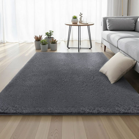 Lumir 140x200cm Floor Rug Plush Area Shaggy Rug Living Room Bedroom Carpet - Grey