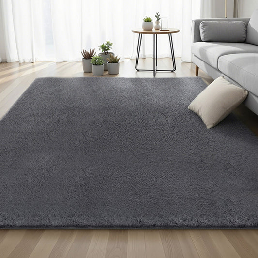 Lumir 200x290cm Floor Rug Plush Area Shaggy Rug Living Room Bedroom Carpet - Grey