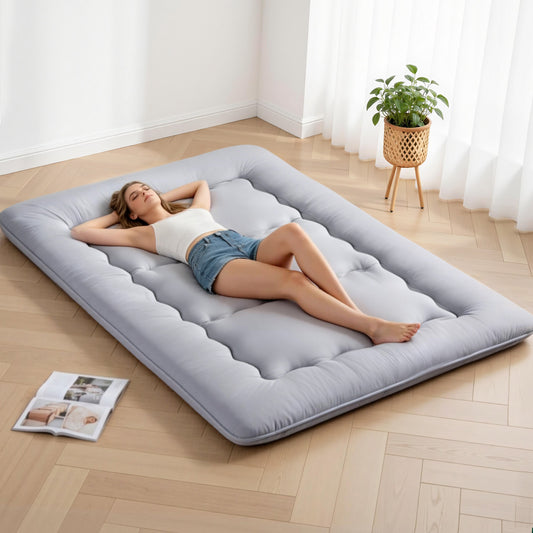 Oisin 10cm Japanese Floor Mattress Foldable Futon Mattress Washable Cover Straps