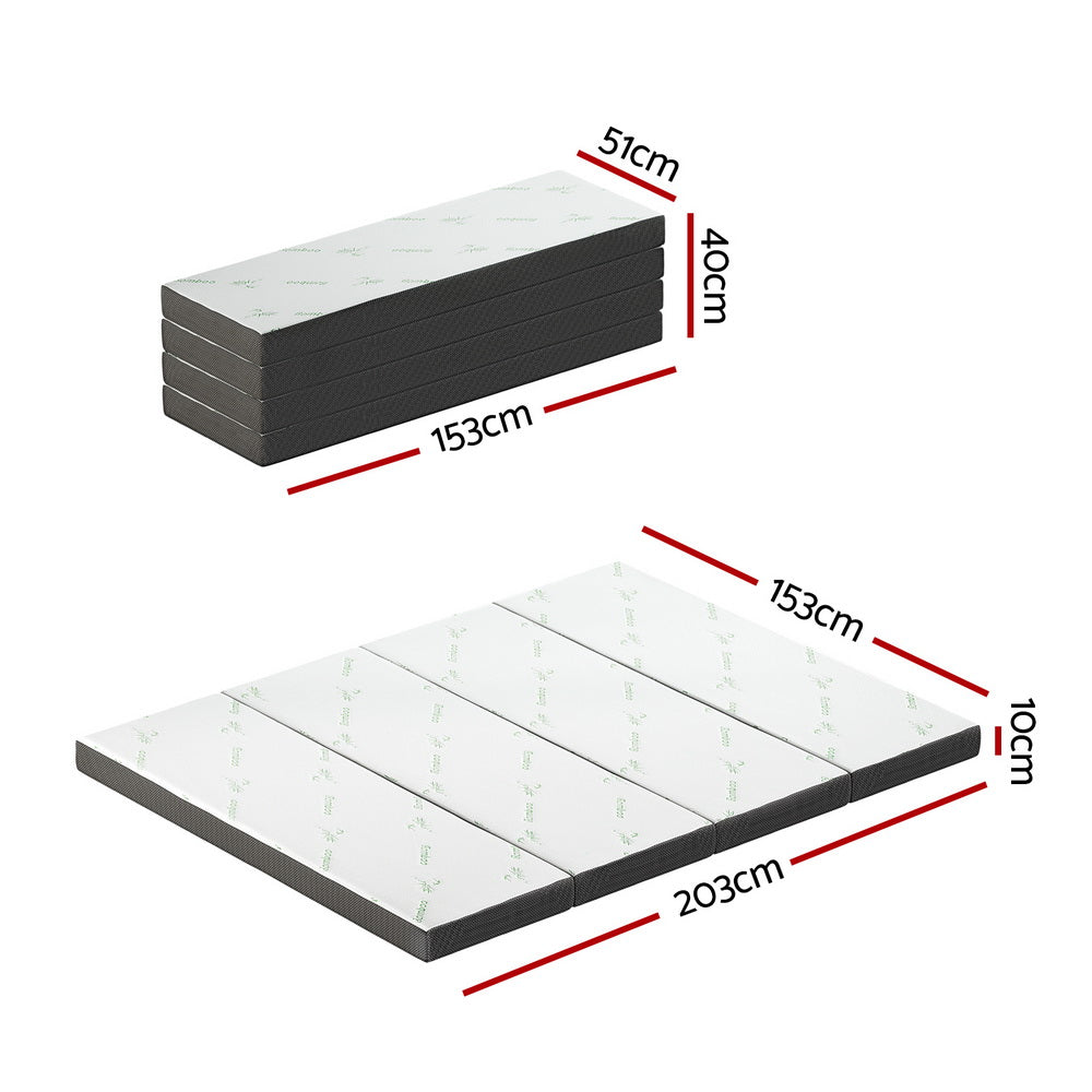Andrew 12cm Foldable Mattress Folding Foam Bamboo - Queen