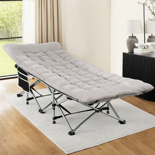 Lumina Folding Bed With Mattress Heavy Duty Grey 185CM - Grey