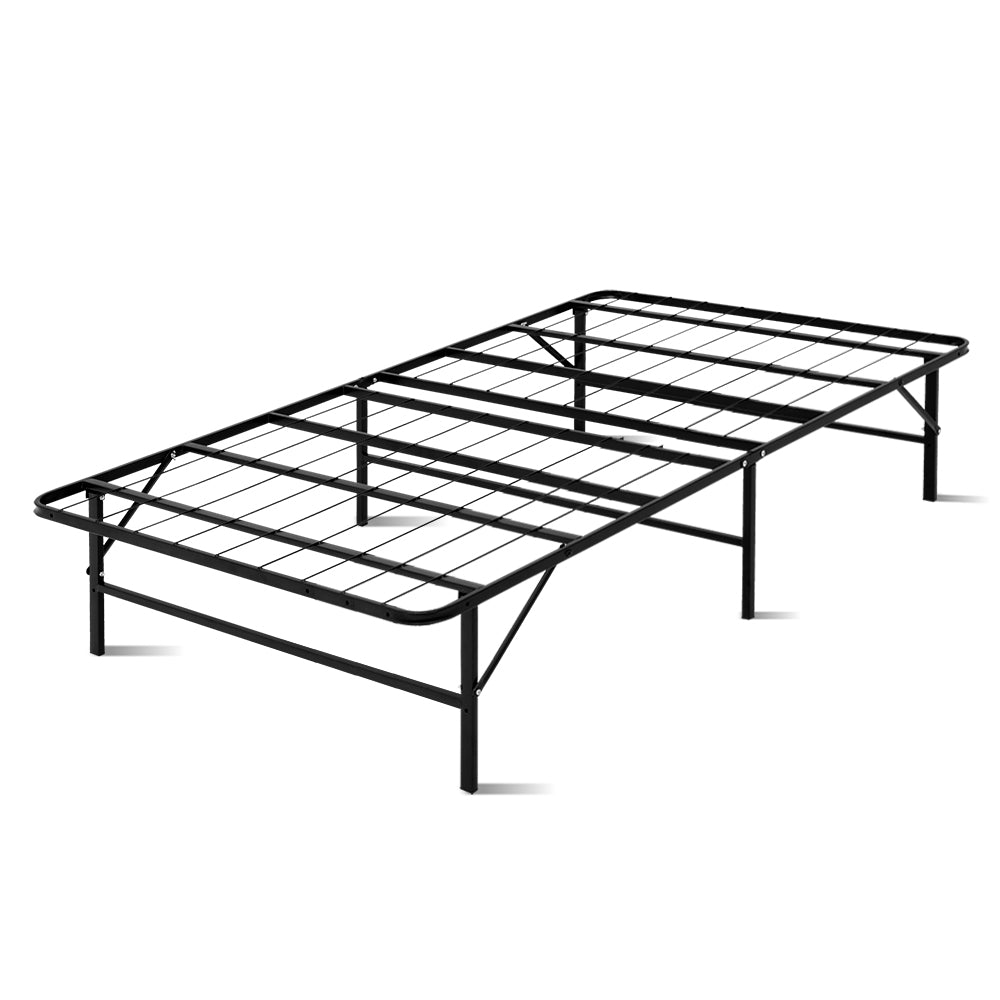 Pisa Foldable Metal Bed Frame - Black King Single