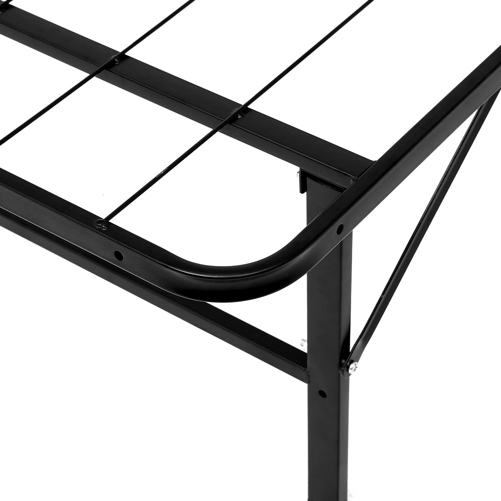 Pisa Foldable Metal Bed Frame - Black King Single