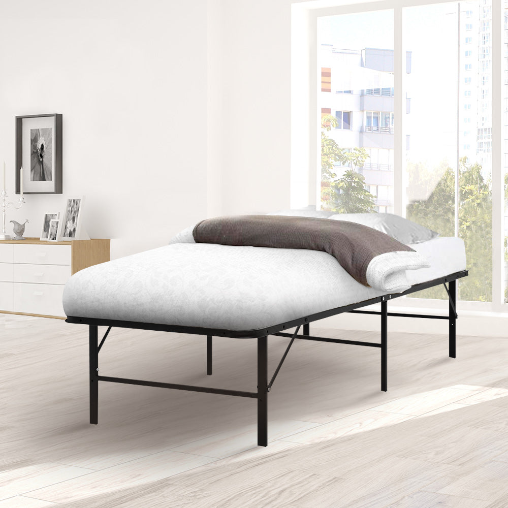 Pisa Foldable Metal Bed Frame - Black King Single