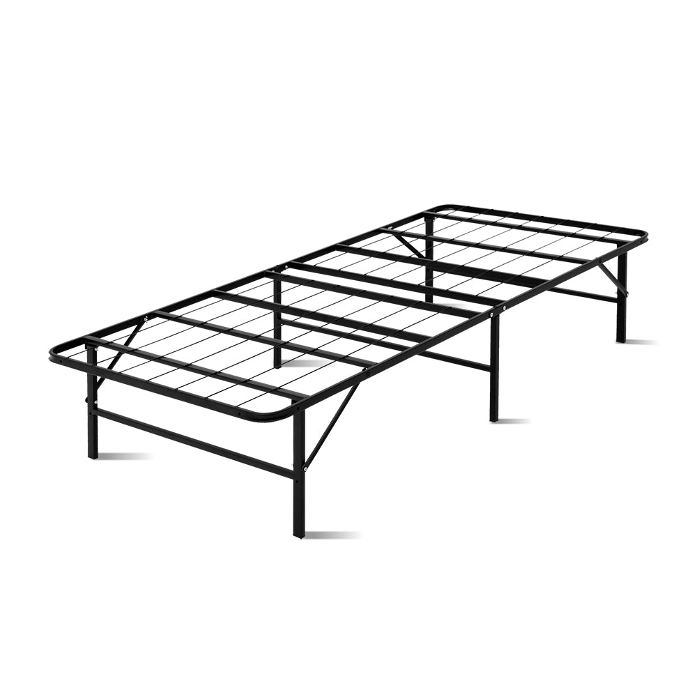 Pisa Foldable Metal Bed Frame - Black Single