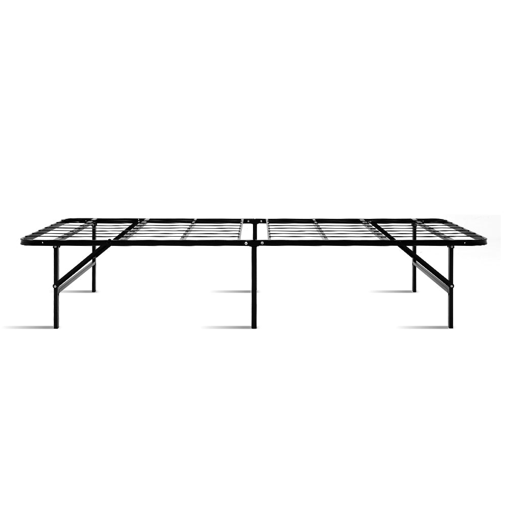 Pisa Foldable Metal Bed Frame - Black Single