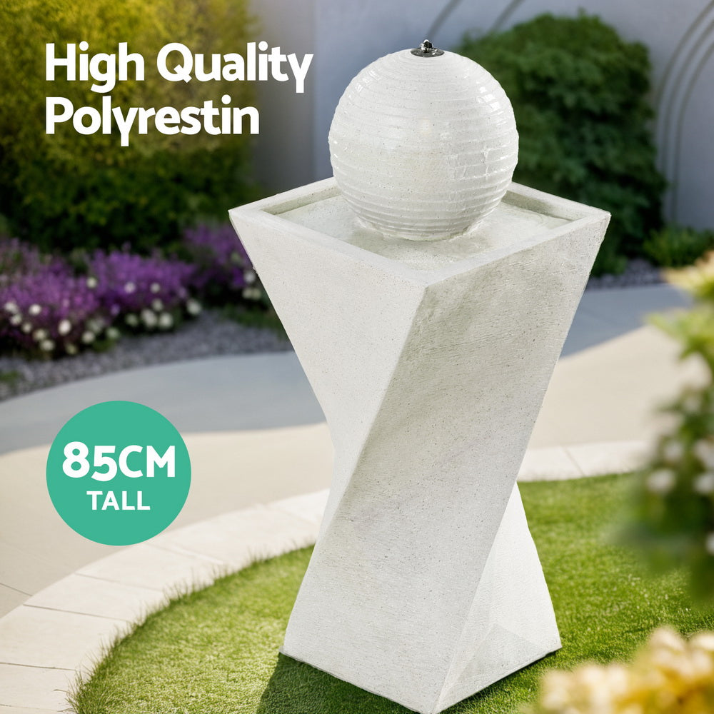 Solar Fountain Water Feature Bird Bath Outdoor Garden LED Lights Ball 85cm