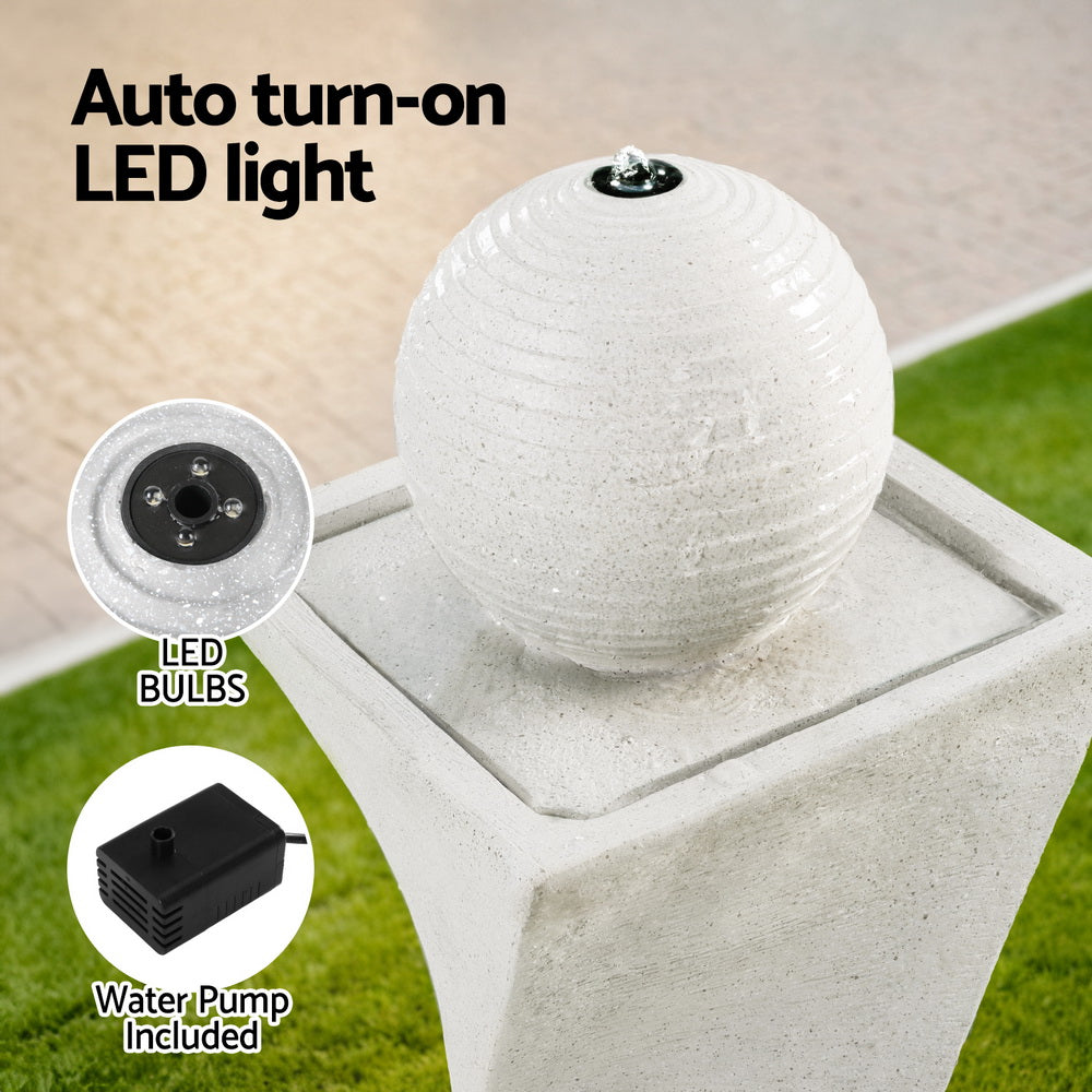Solar Fountain Water Feature Bird Bath Outdoor Garden LED Lights Ball 85cm