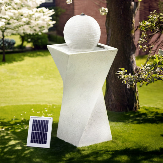 Solar Fountain Water Feature Bird Bath Outdoor Garden LED Lights Ball 85cm