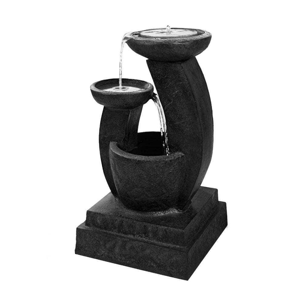 Solar Water Feature Cascading Fountain 3-Tier Mushroom LED Light 70cm