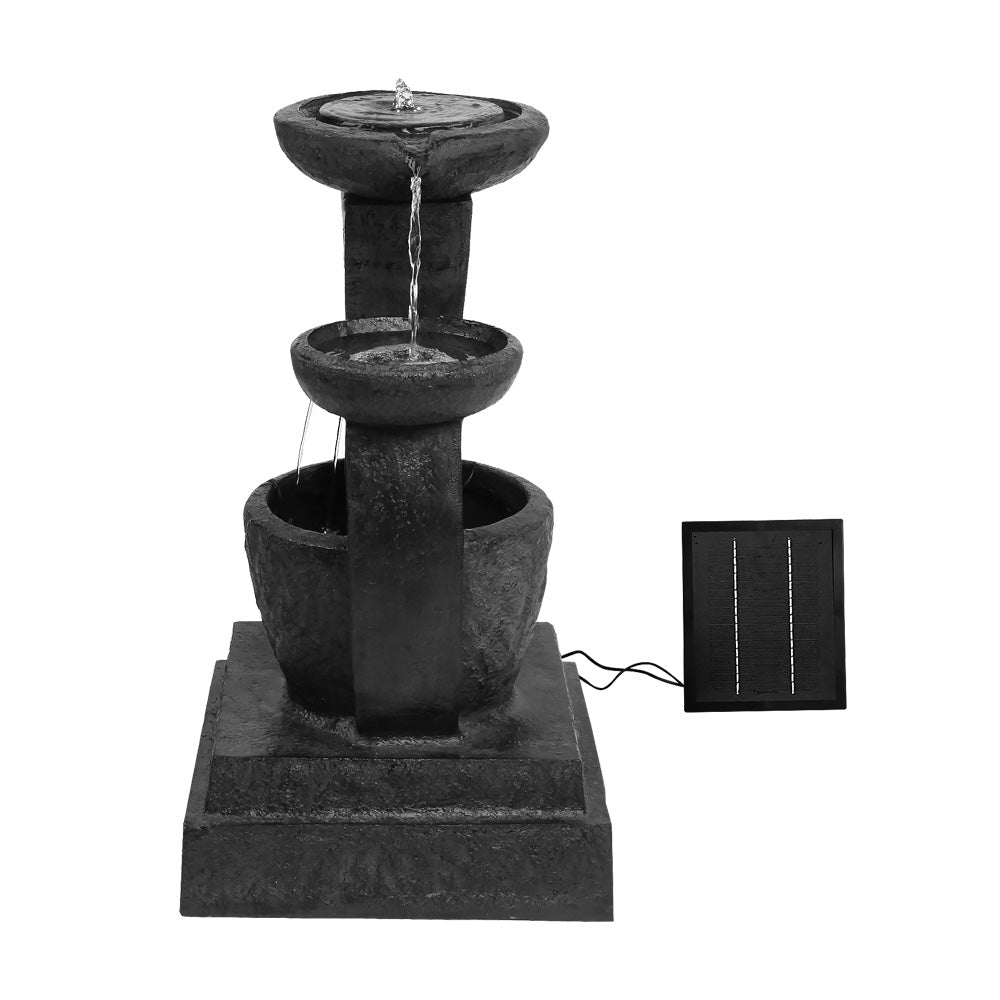 Solar Water Feature Cascading Fountain 3-Tier Mushroom LED Light 70cm