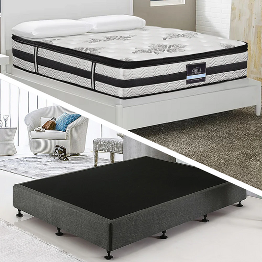 Frolic Ensemble Bed Base & Mattress Package with 34cm Mattress - Graphite Queen