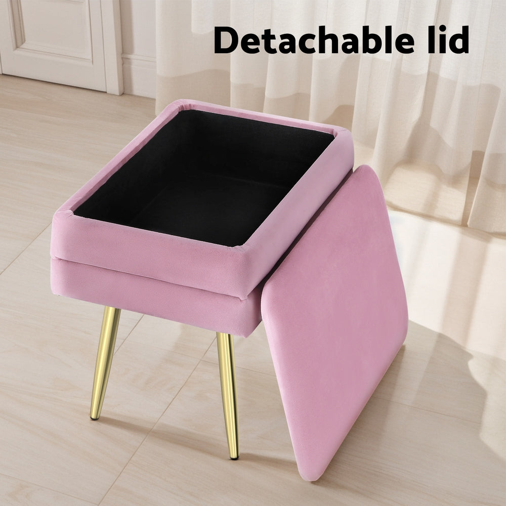 Ottoman Storage Foot Stool Vanity Velvet - Pink