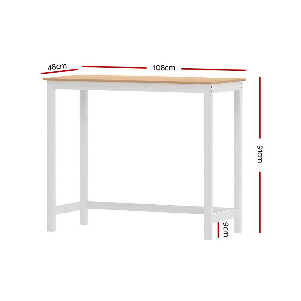 Bar Table Ari Dining Desk High Solid Wood Kitchen Shelf Wooden White Cafe