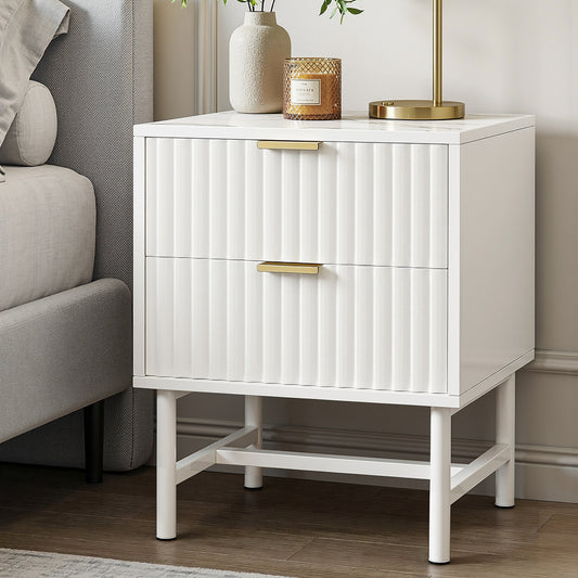 Montreal Bedside Tables with 2 Drawers - White
