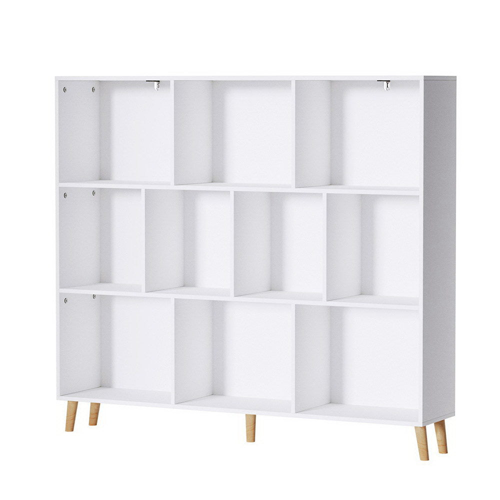 Bookshelf 3 Tiers 10 Cubes - White