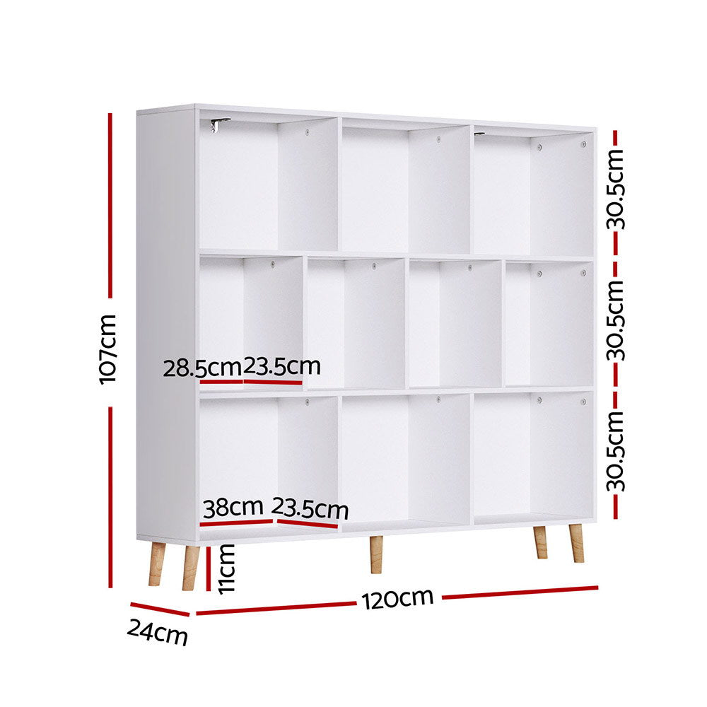 Artiss Bookshelf 3 Tiers 10 Cubes - Cora White