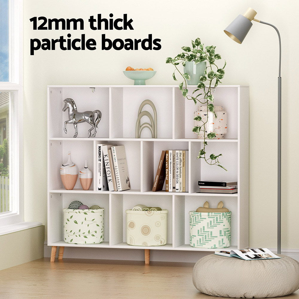 Artiss Bookshelf 3 Tiers 10 Cubes - Cora White
