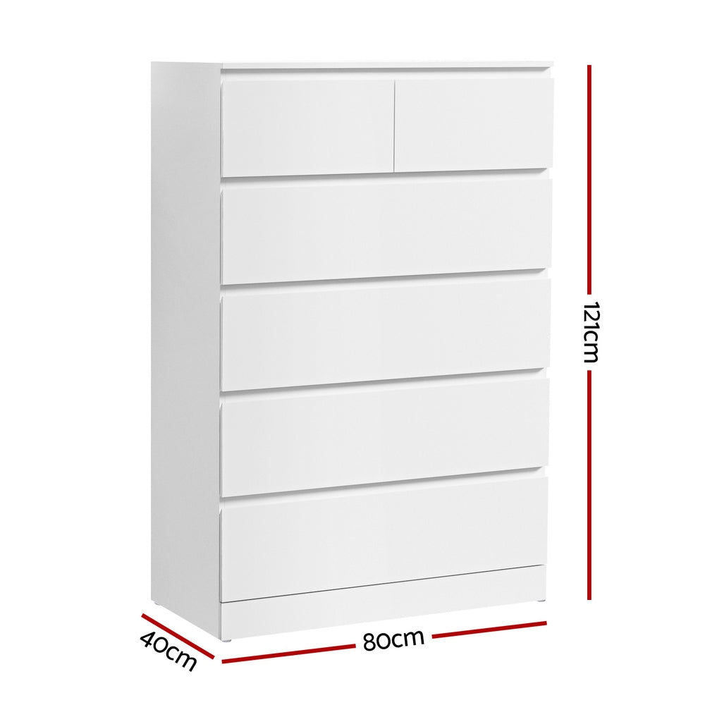 Artiss 6 Chest of Drawers - White