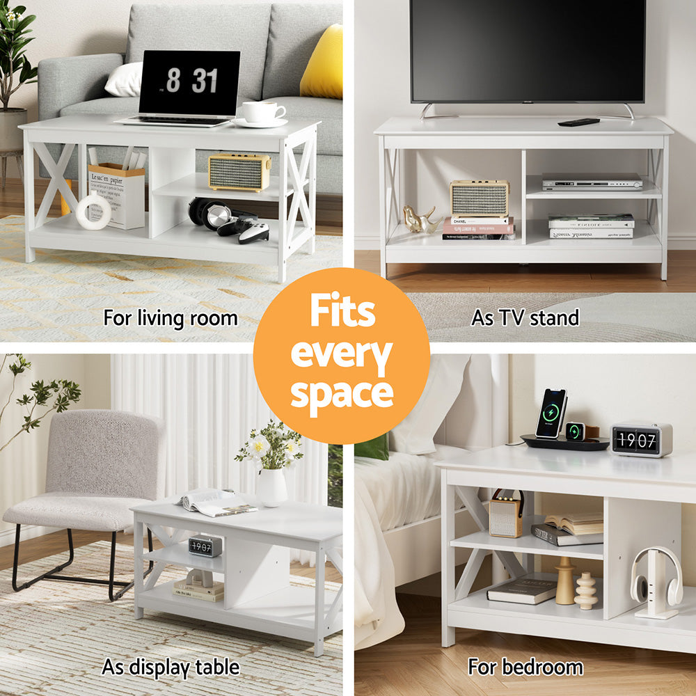 Ionas Coffee Table Storage Shelf - White