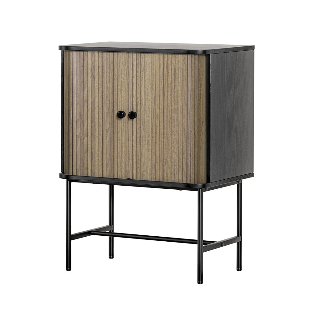 Varian Wooden Buffet Sideboard Cupboard Cabinet Sliding Doors Pantry Storage - Wood & Black