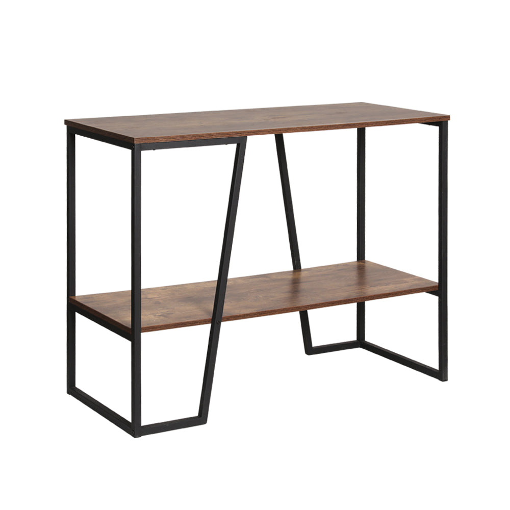 Metal 106cm 2-tier Console Table - Walnut