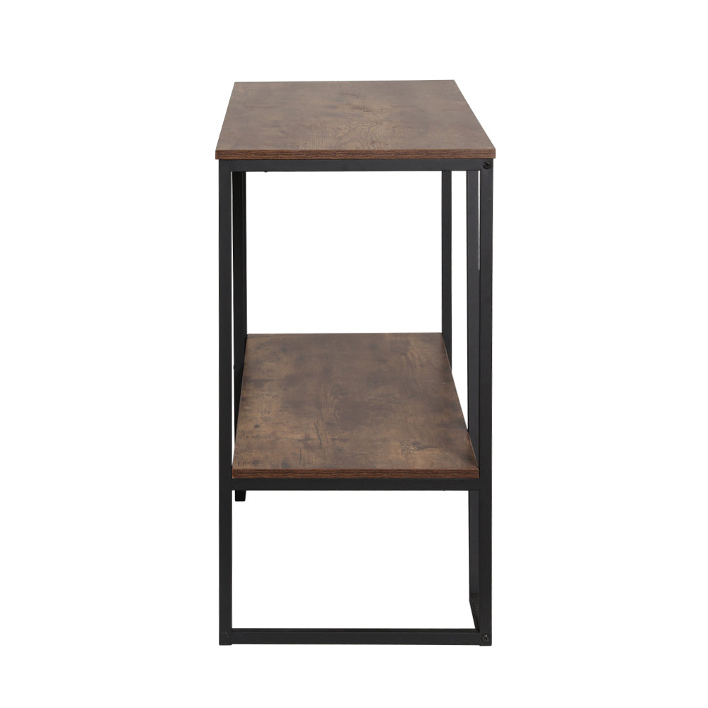 Metal 106cm 2-tier Console Table - Walnut