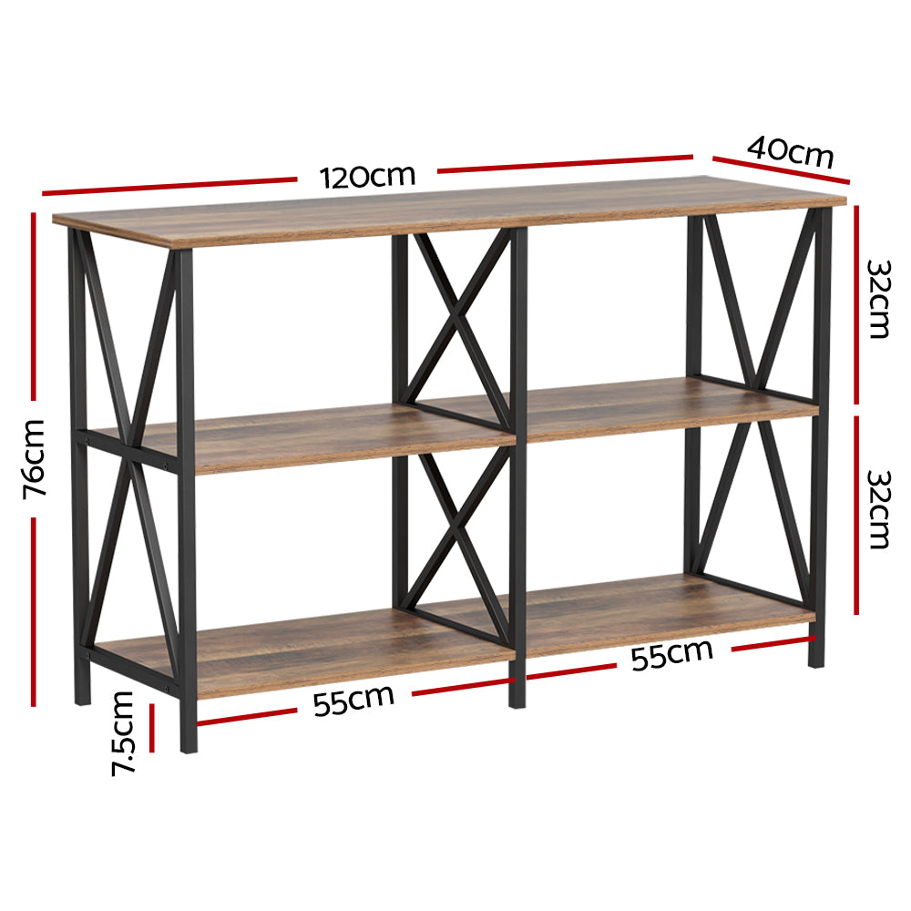 Elowen Metal 120cm 3-tier Console Table - Walnut