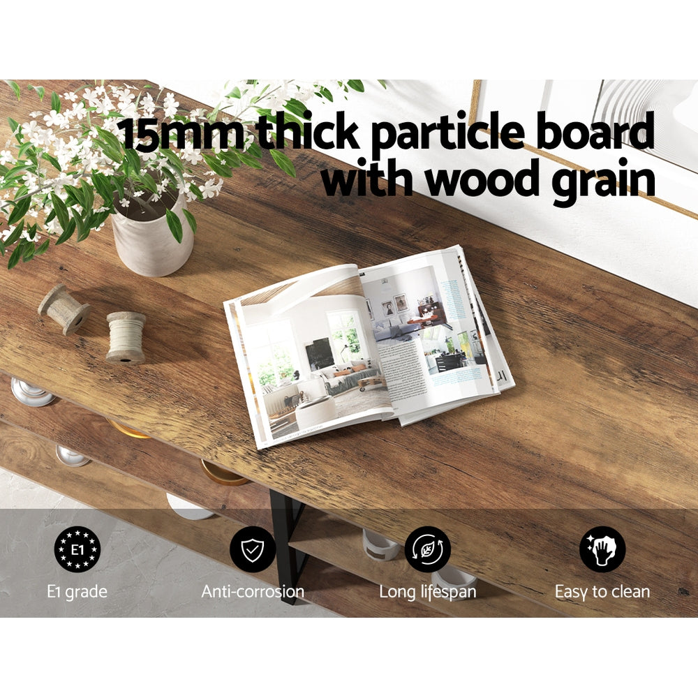 Elowen Metal 120cm 3-tier Console Table - Walnut