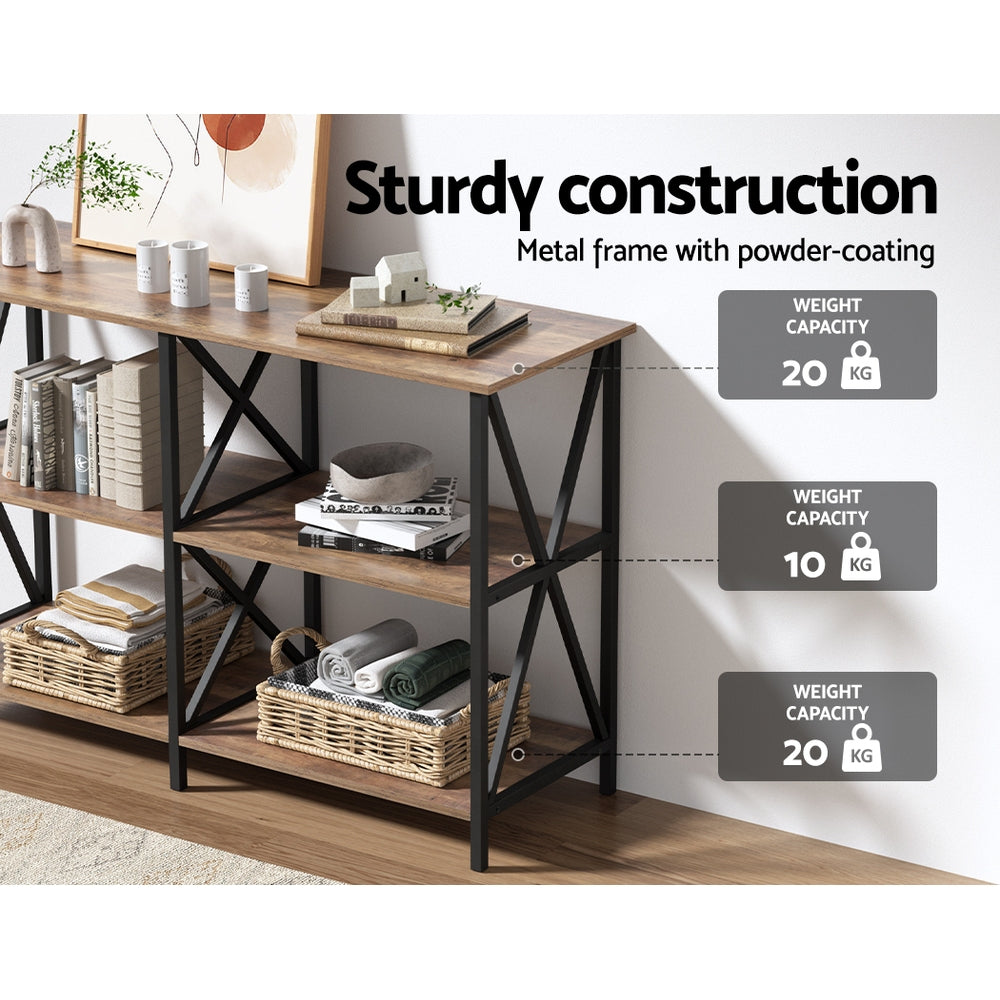 Elowen Metal 120cm 3-tier Console Table - Walnut