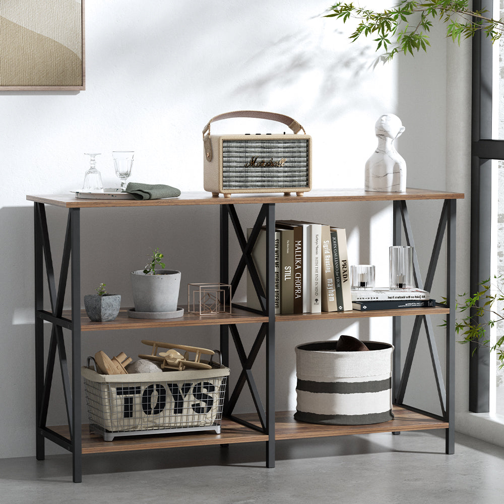 Elowen Metal 120cm 3-tier Console Table - Walnut