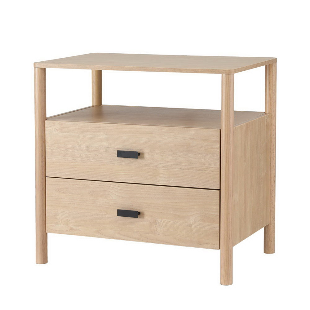 Timmins Wooden Bedside Tables with 2 Drawers - Pine