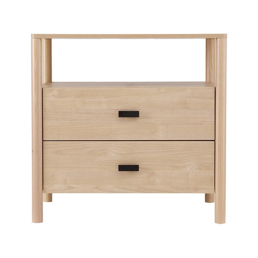 Timmins Wooden Bedside Tables with 2 Drawers - Pine
