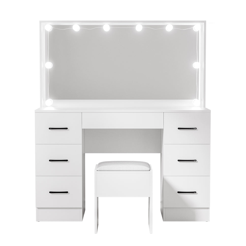 Dressing Table Set Stool 10 LED Bulbs - White