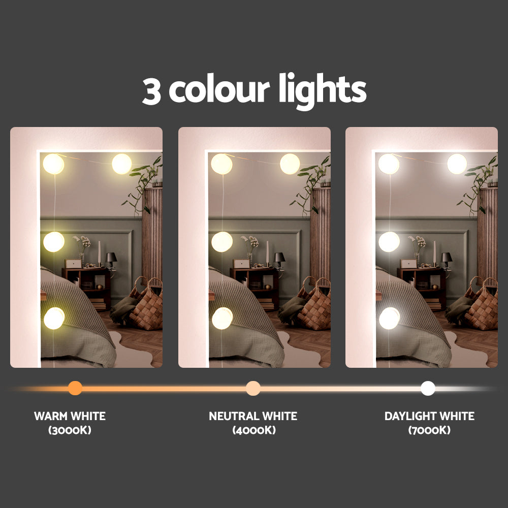 Dressing Table Set Stool 10 LED Bulbs - White