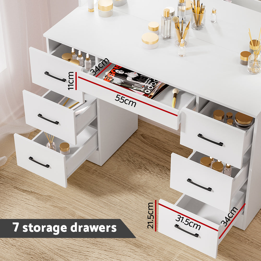 Dressing Table Set Stool 10 LED Bulbs - White