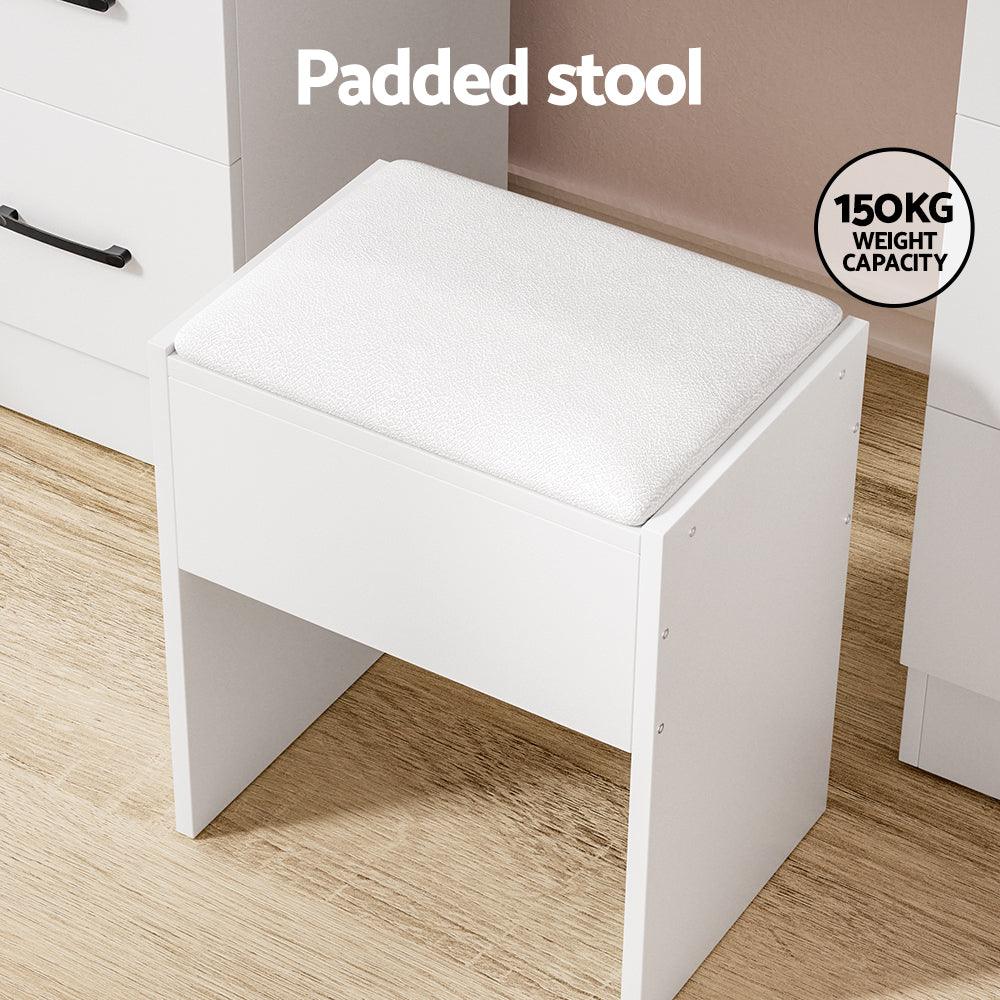 Dressing Table Set Stool 10 LED Bulbs - White