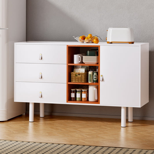 Donald Buffet Sideboard Buffet Sideboard Cupboard Cabinet Storage Table - White