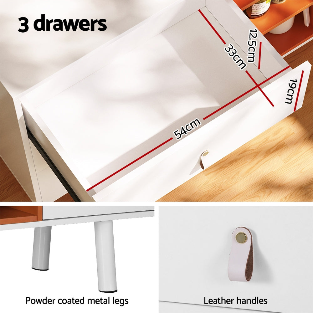 Donald Buffet Sideboard Buffet Sideboard Cupboard Cabinet Storage Table - White